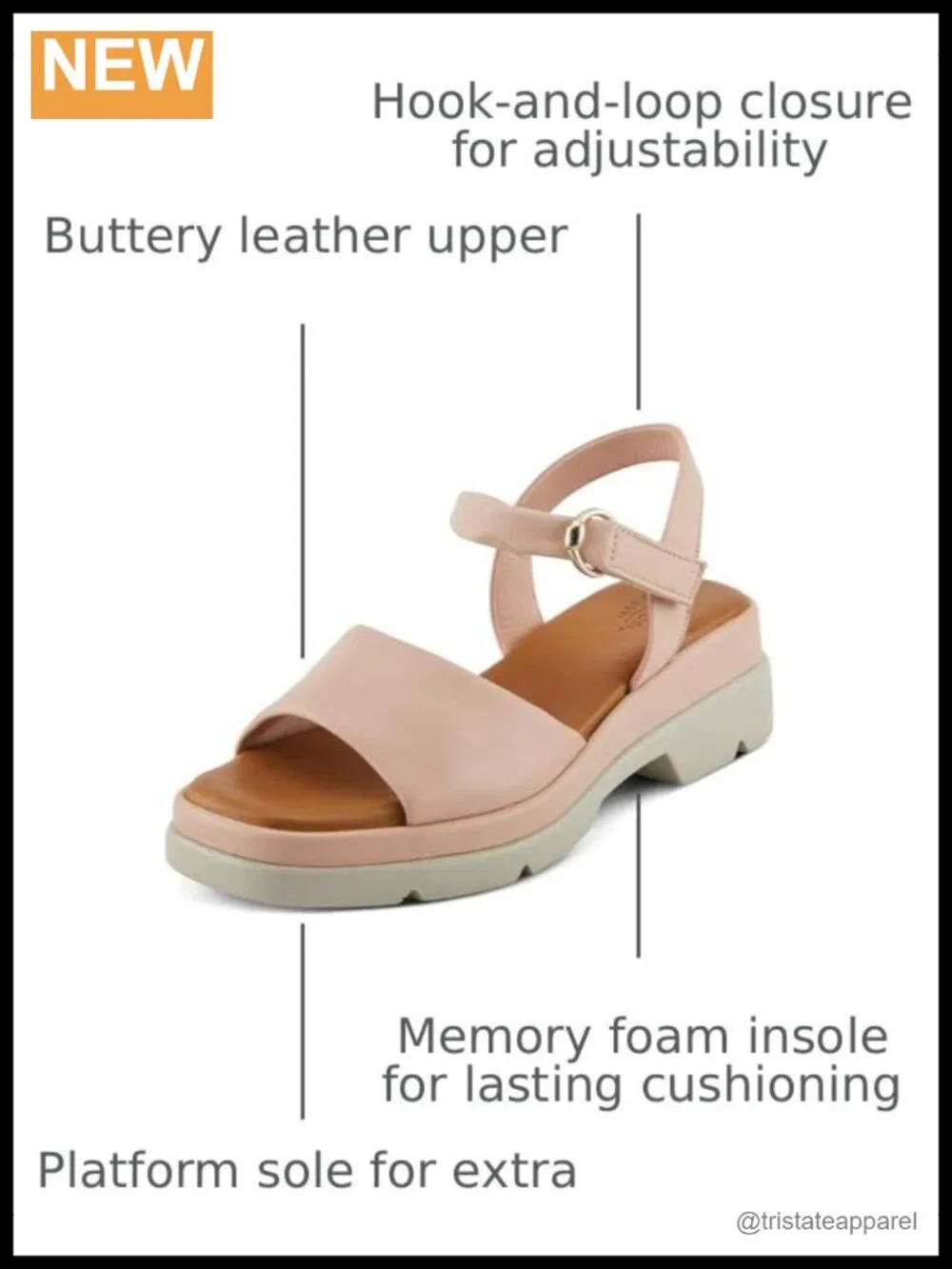 Spring Step Huntington Leather Platform Sandals with Memory Foam Insole